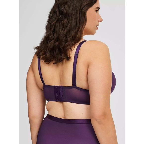 Torrid XO Plunge Push-Up Bra Dark Purple Satin crisscross 40DD NEW with tags - Picture 3 of 3